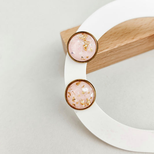 Rose Gold Glitter Resin Stud Earrings