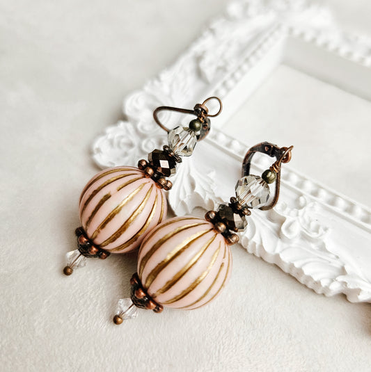 Pink Beaded Vintage Earrings