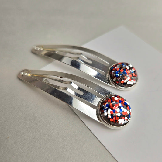 Fourth of July Glitter Hair Clips