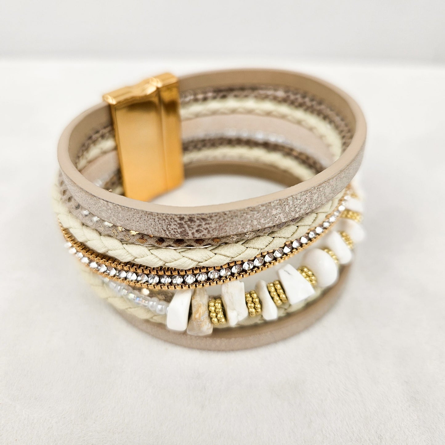 Multi Strand Neutral Bohemian Bracelet Wrap