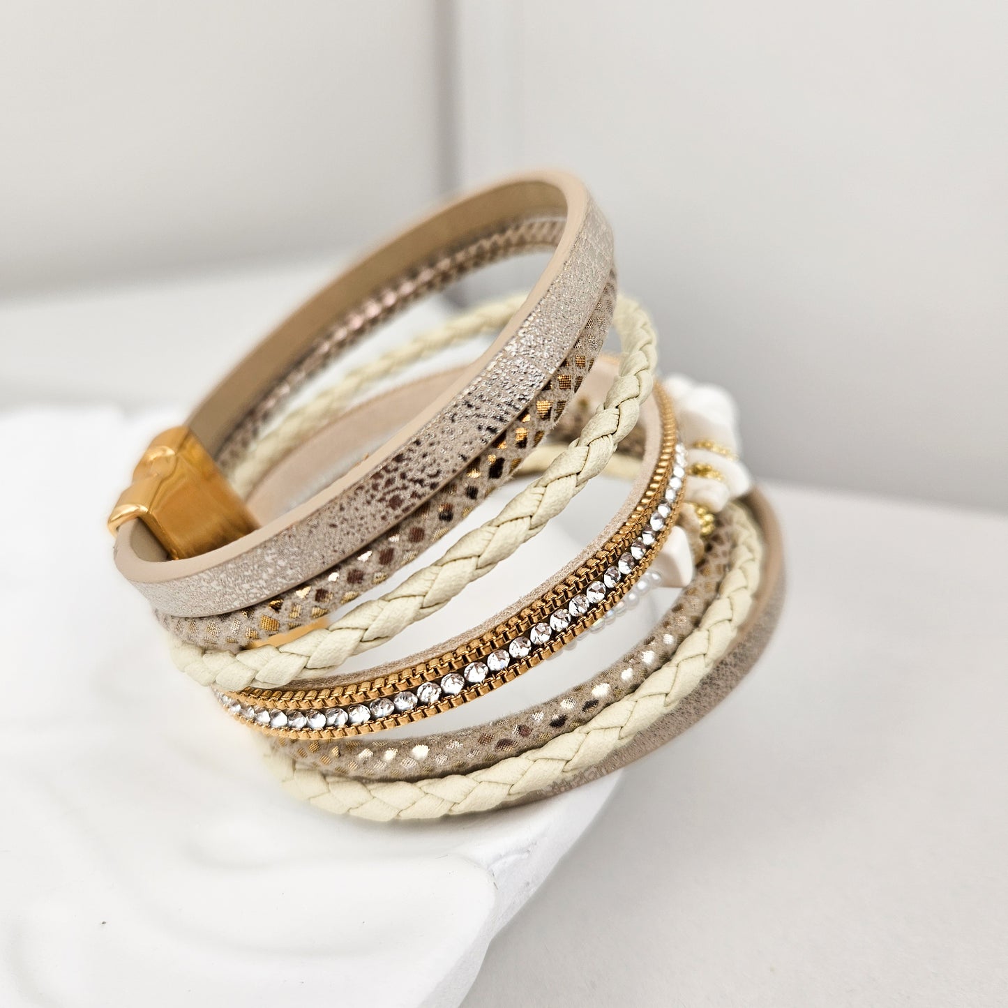 Multi Strand Neutral Bohemian Bracelet Wrap