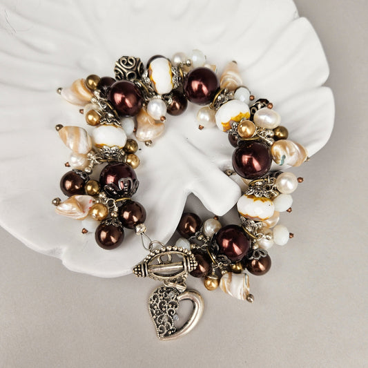 Beaded Seashell Charm Bracelet