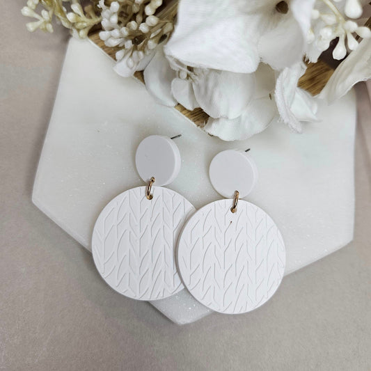 White Polymer Clay Statement Earrings