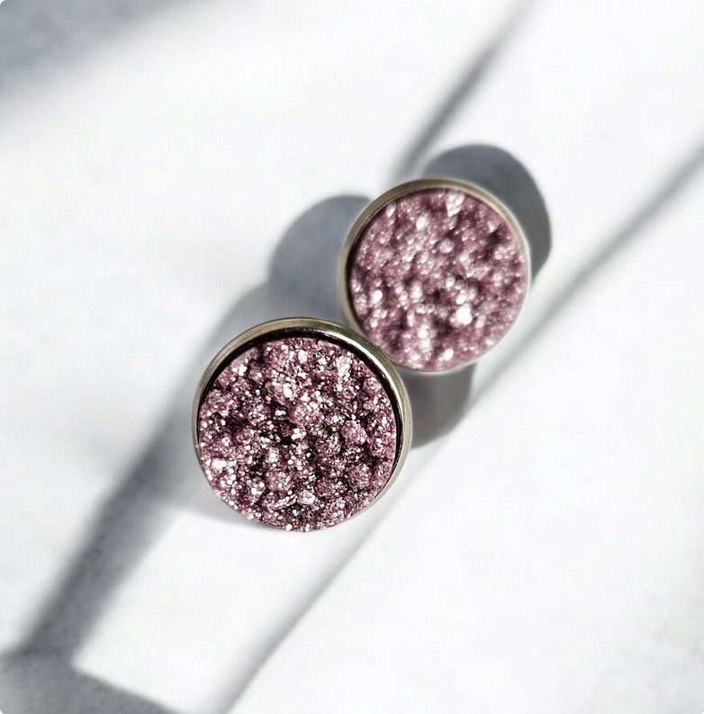 Lavender Glitter Stud Earrings