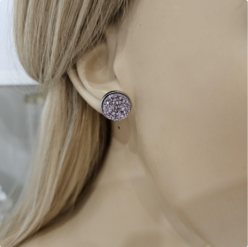 Lavender Glitter Stud Earrings