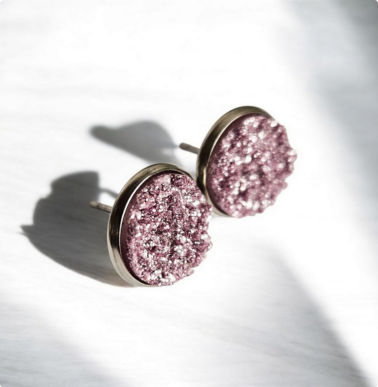 Lavender Glitter Stud Earrings