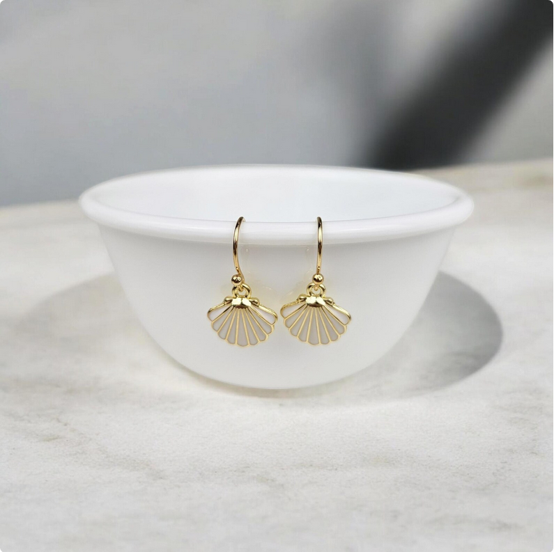 Gold Seashell Dangle Earrings