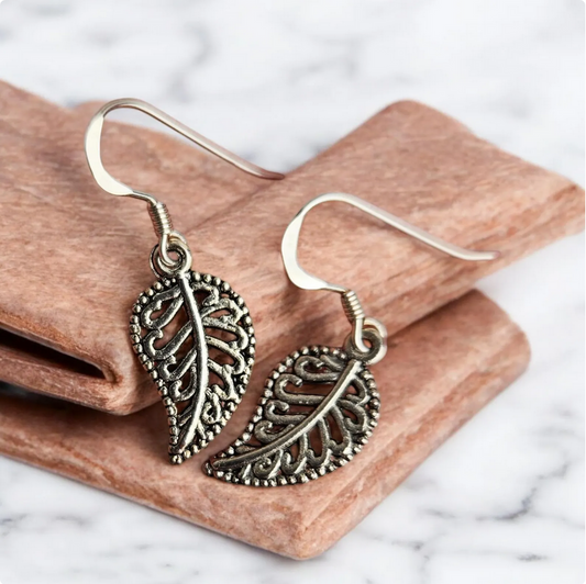 Silver Leaf  Nature Inspired Earrings