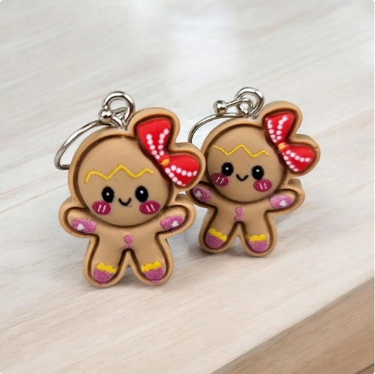 Polymer Clay Gingerbread Girl Earrings