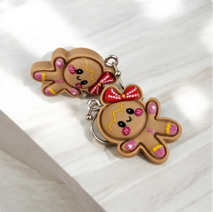 Polymer Clay Gingerbread Girl Earrings