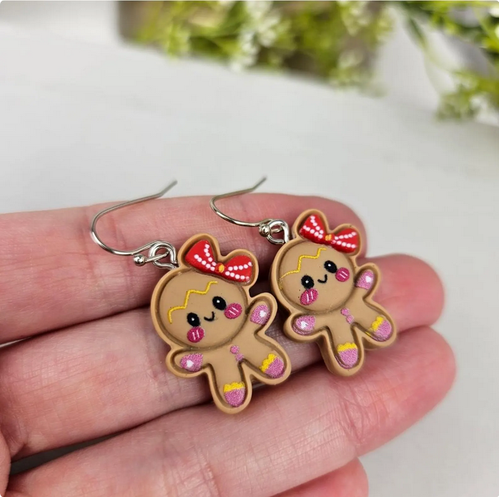 Polymer Clay Gingerbread Girl Earrings