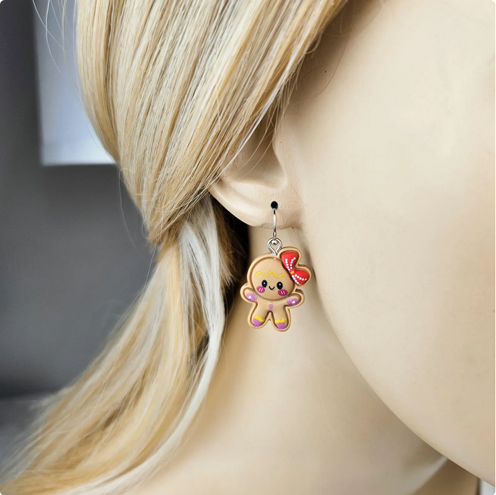 Polymer Clay Gingerbread Girl Earrings