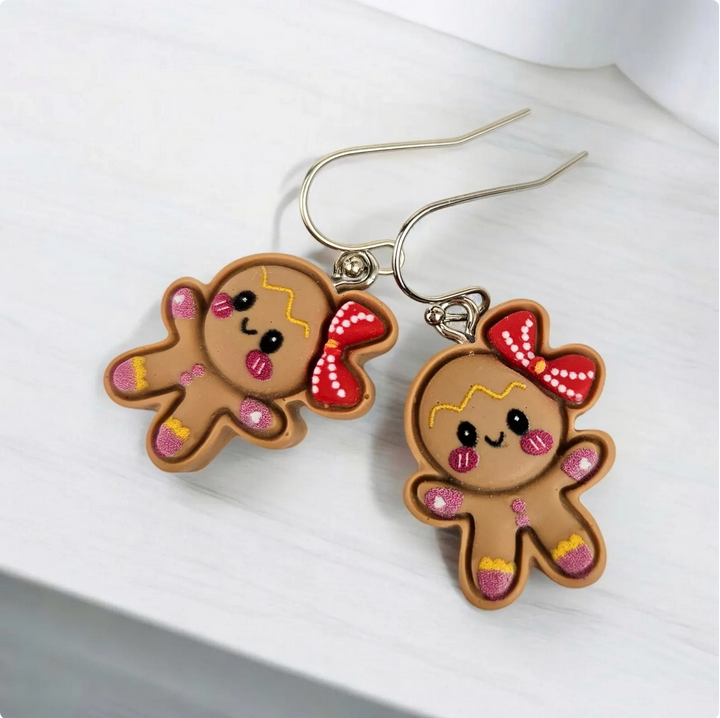 Polymer Clay Gingerbread Girl Earrings