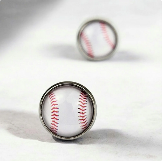 Baseball Stainless Steel Stud Earrings