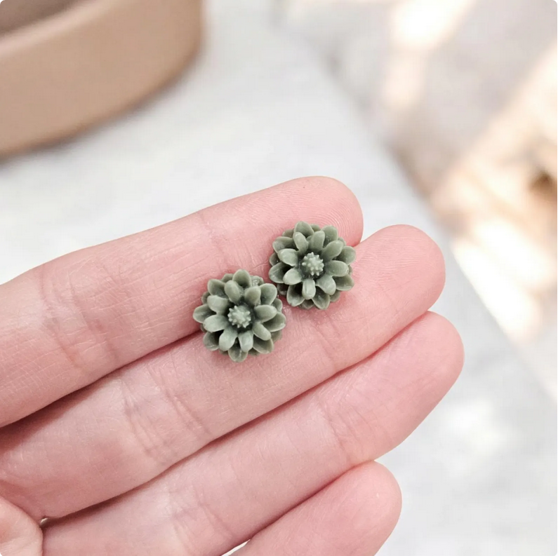 Dainty Green Stud Earrings