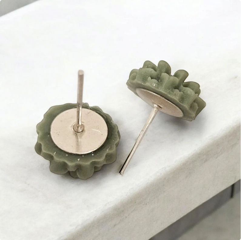 Dainty Green Stud Earrings