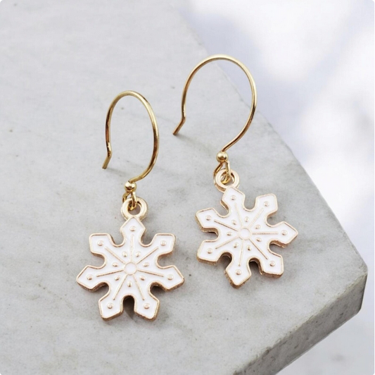 Snowflake Gold Charm Earrings