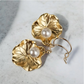 Gold Dangle Lotus Leaf Earrings