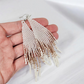 White & Gold Beaded Fringe Tassel Earrings