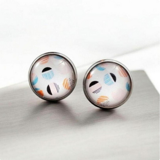 Geometric Silver Stud Earrings