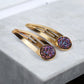 Rainbow Crushed Druzy Gold Hair Clips