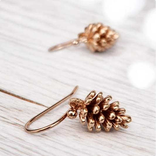 Warm Gold Pinecone Earrings