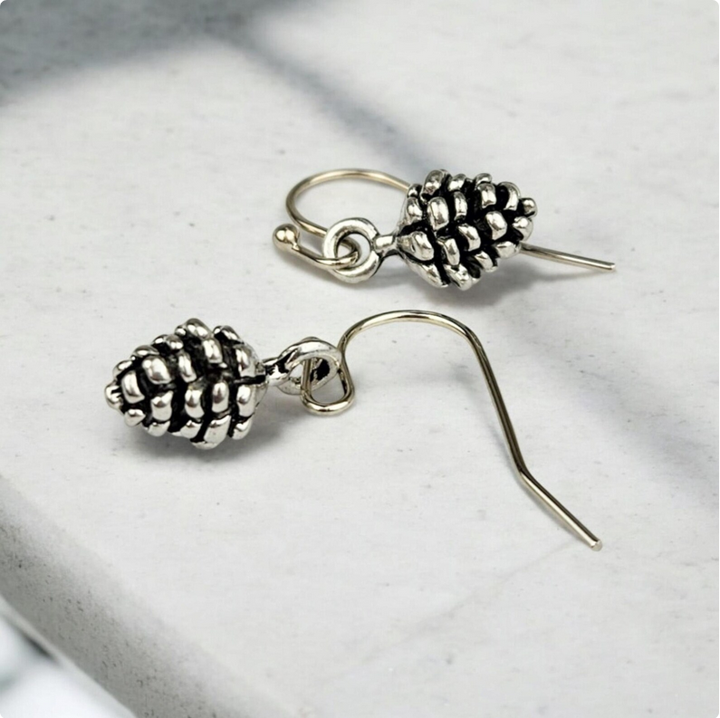 Silver Pinecone Earrings