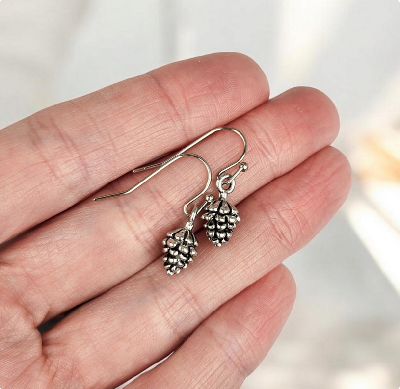 Silver Pinecone Earrings