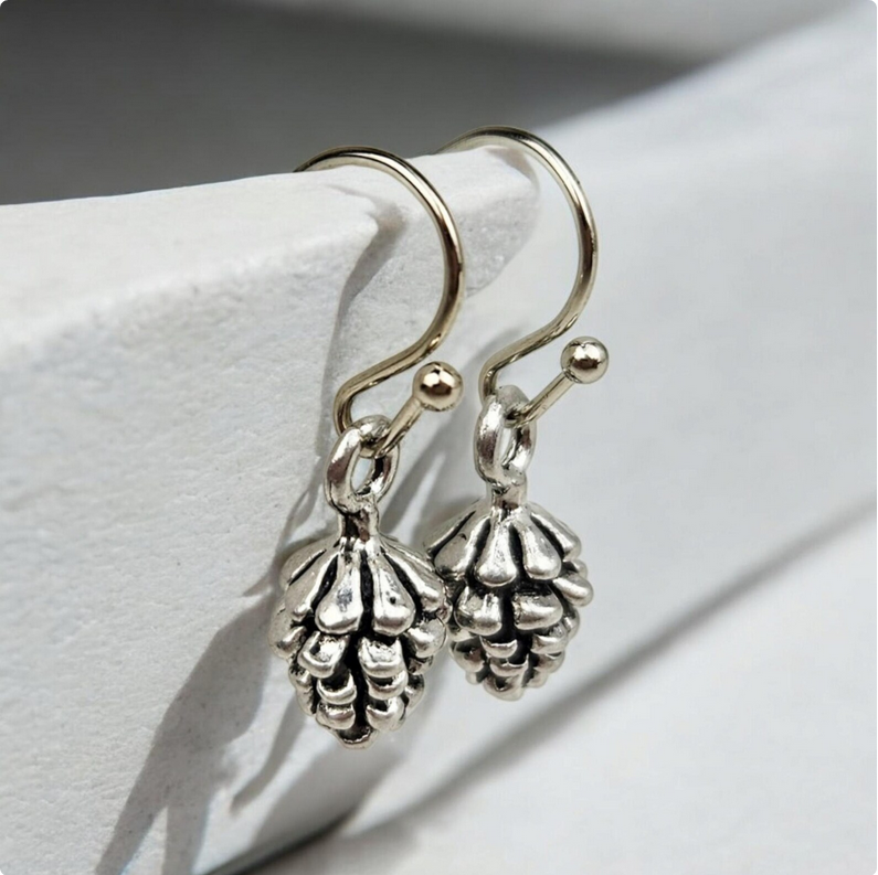 Silver Pinecone Earrings