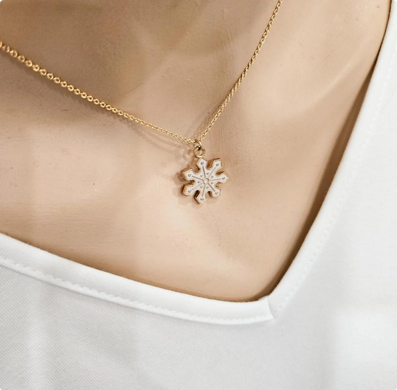 Gold Snowflake Layering Charm Necklace