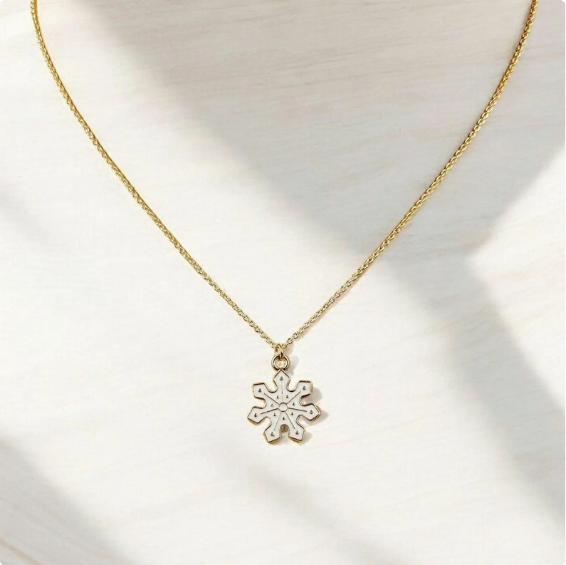 Gold Snowflake Layering Charm Necklace