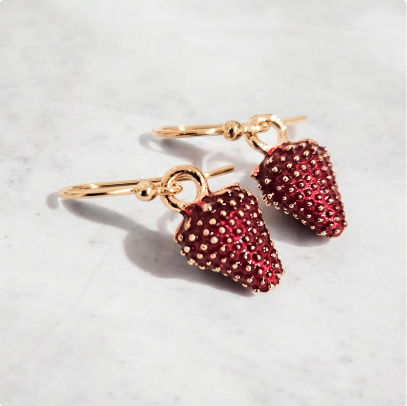 Strawberry Dangle Drop Charm Earrings