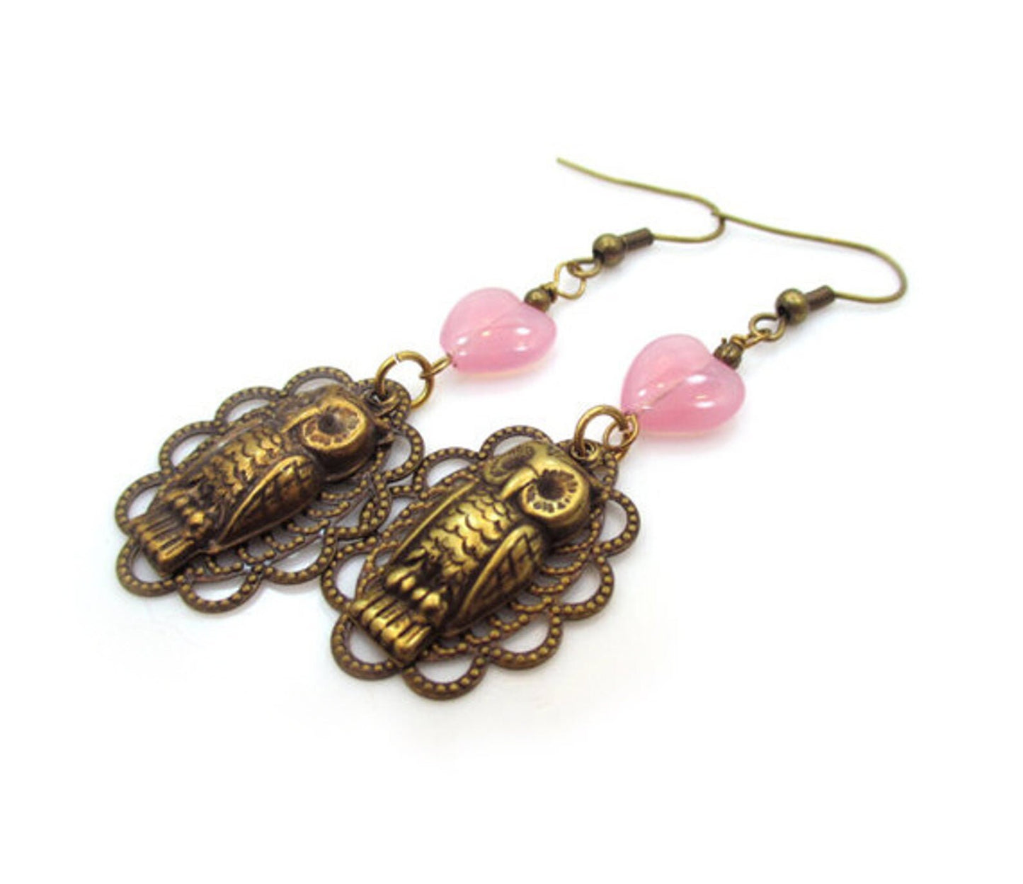 Lightweight Pink Owl Earrings