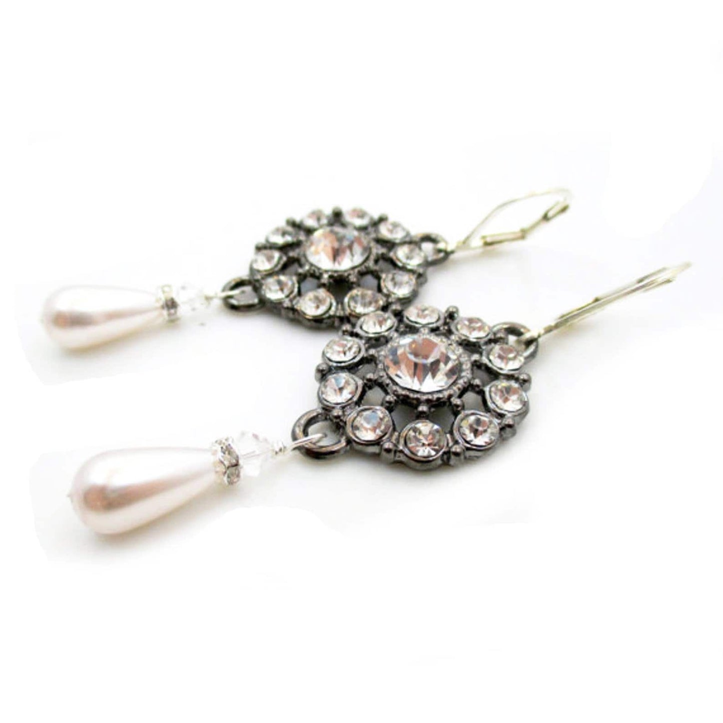 Crystal Chandelier Pearl Drop Earrings