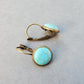 Turquoise Leverback Earrings, December Birthstone Jewelry, Gift for Her