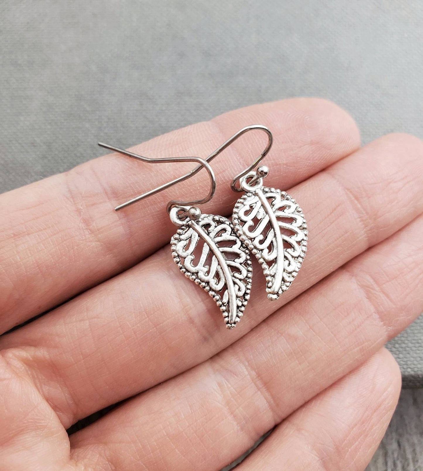 Silver Leaf Lightweight Earrings,  Everyday Charm Jewelry, Gift for Her