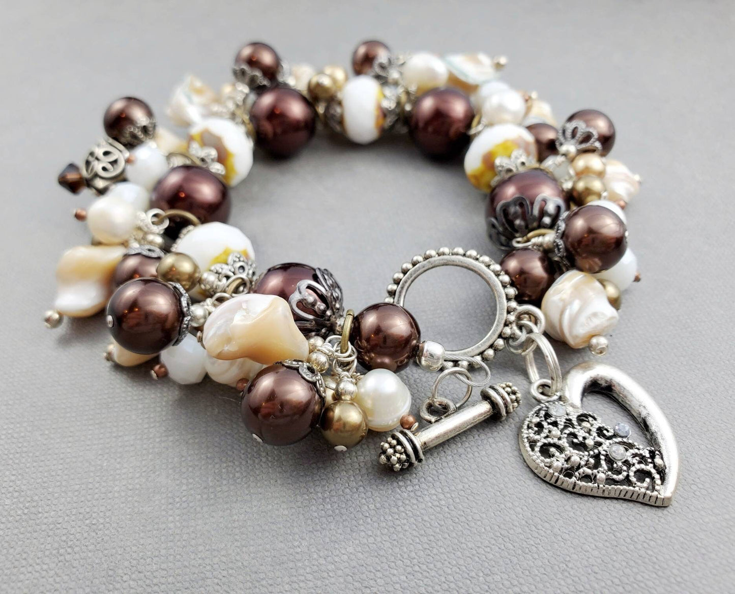 Beaded Seashell Charm Bracelet