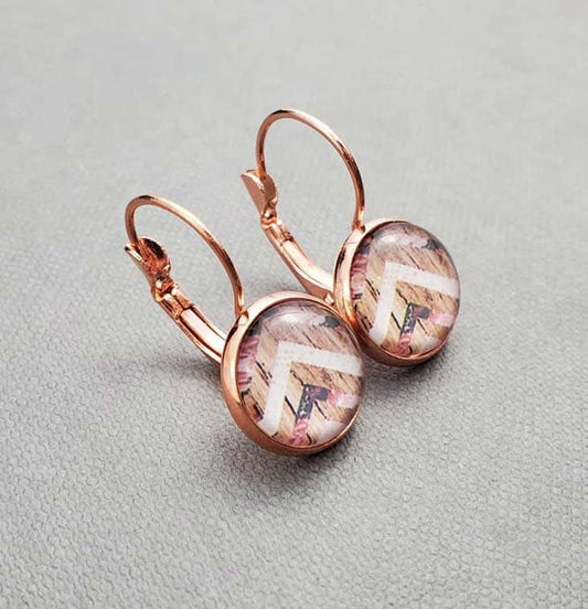 Chevron Rose Gold Dangle Earrings