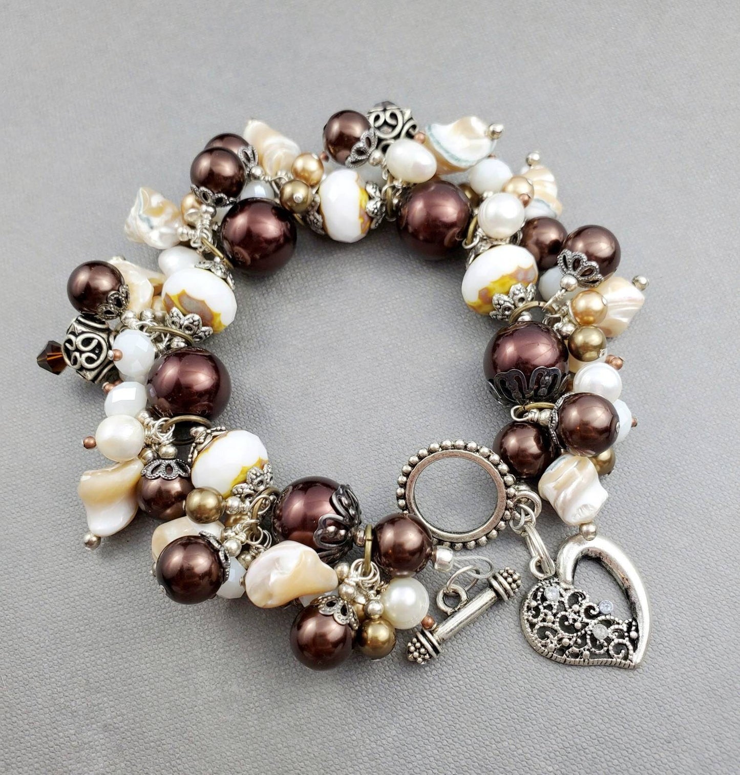 Beaded Seashell Charm Bracelet