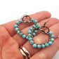 Turquoise Heart Hoop Earrings, Wire Wrapped Statement Jewelry, Gift for Her