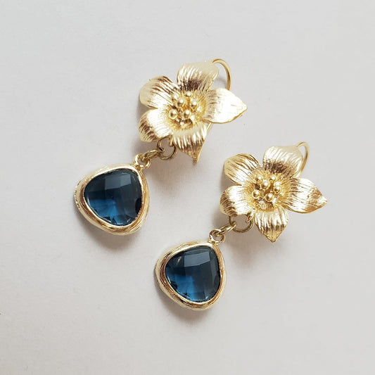 Gold Floral Azalea Earrings