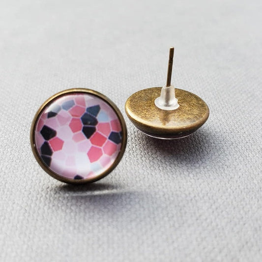 Pink Geometric Stud Earrings