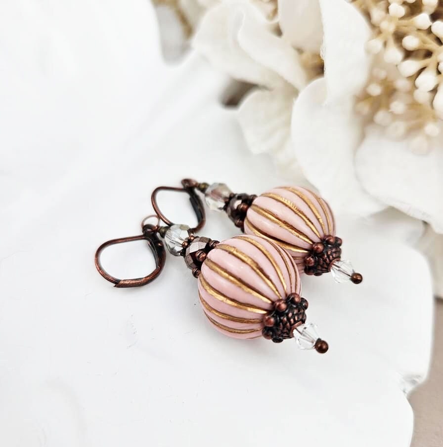 Pink Beaded Vintage Earrings