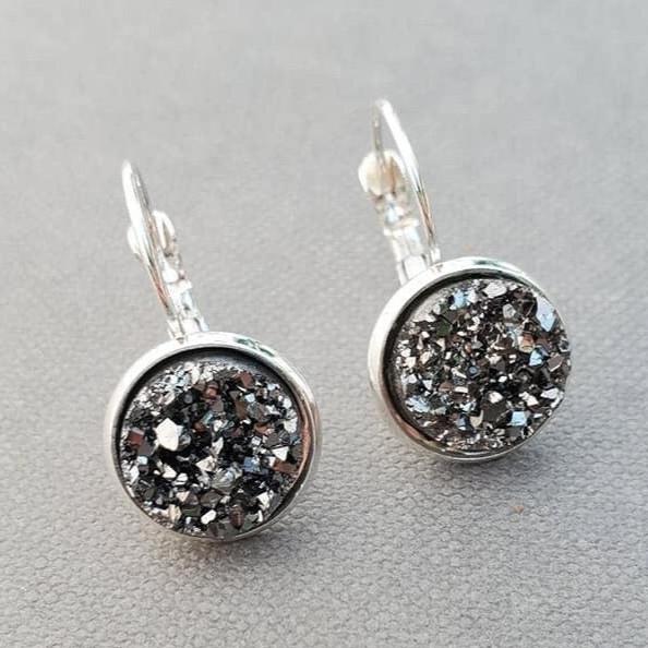 Crushed Silver Druzy Earrings